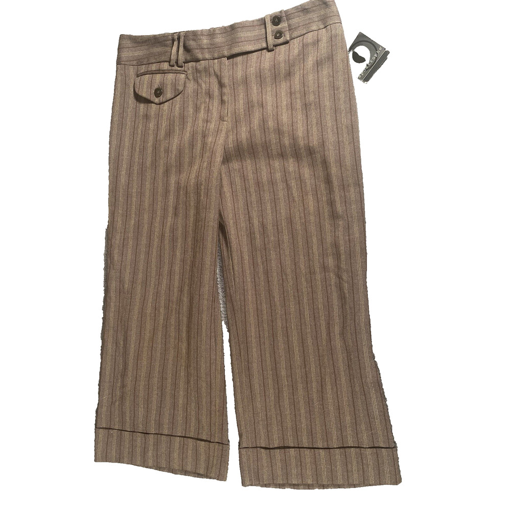 Y2K Apostrophe Women's Striped Goucho Crop Pants High Rise Wide Leg, size 12